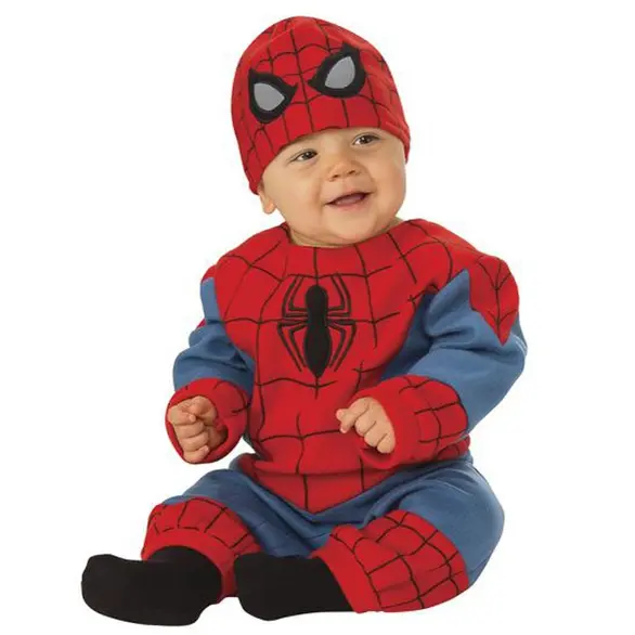 Costume Carnevale Spiderman supereroe bambini neonato 0-12 mesi Halloween...