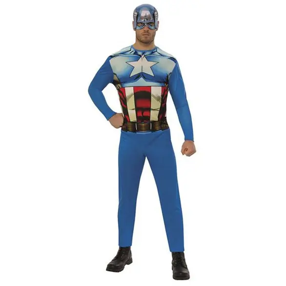 Costume Carnevale Capitan America tuta adulti Captain Steve Rogers taglia M
