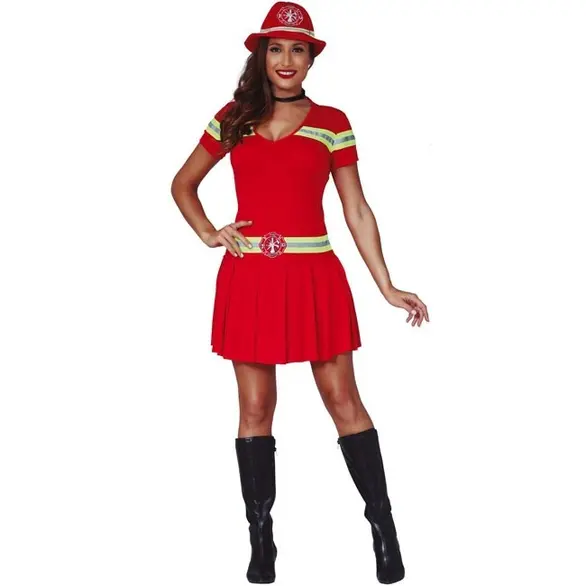 Costume Carnevale da pompiere donna vigile del fuoco Vestito sexy Taglie...