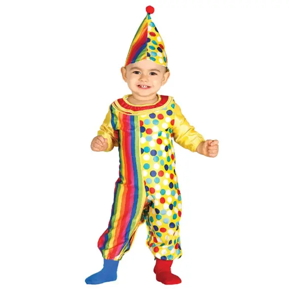 Costume Carnevale clown pagliaccio travestimento neonato 12-24 mesi Halloween...