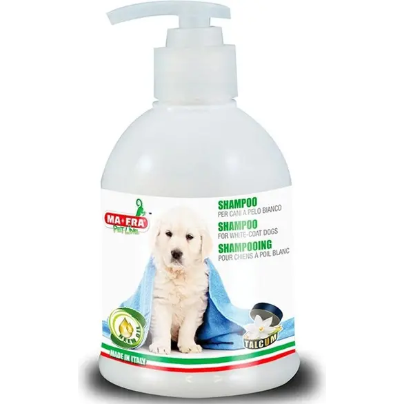 MAFRA Shampoo pulizia cura cane cani pelo bianco elimina giallastro Pet Line