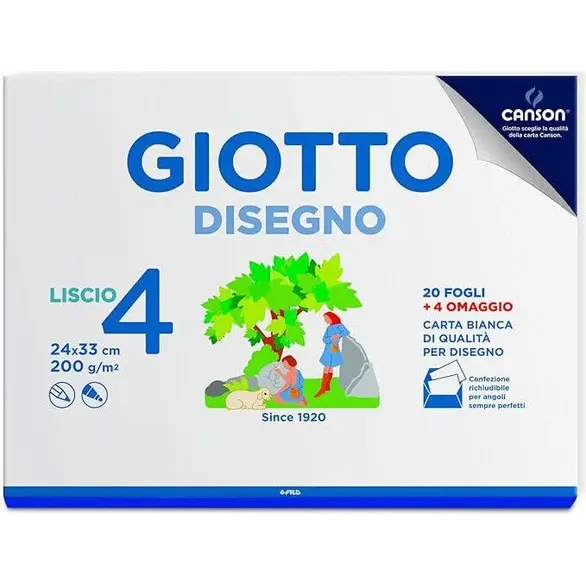 Album da Disegno Giotto Disegno 4 200 g - 24x33 cm Liscio 24 Fogli 583500
