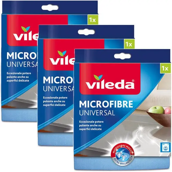 3 Pezzi Panno Microfibre Plus Con Odor Stop Multiuso Universale Blu Pulizia