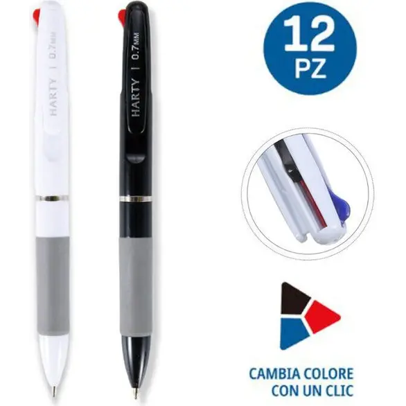 12 Pezzi Penna a Sfera 3 Colori Design a Molla Retrattile Plastica...