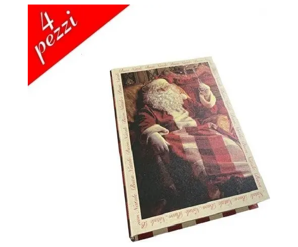Set 4 Scatole Natalizie Libro Babbo Natale Portaoggetti Cioccolatini Caramelle