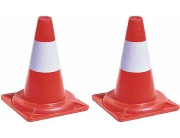 2x Cono Stradale Birillo Segnaletico Spartitraffico Alta Visibilità 33cm