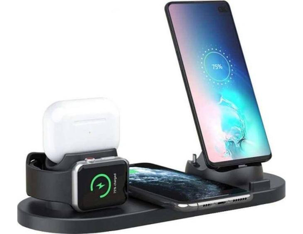 Base Di Ricarica Rapida 6 In 1 Wireless Per Samsung / Apple Watch iPhone 6 in 1