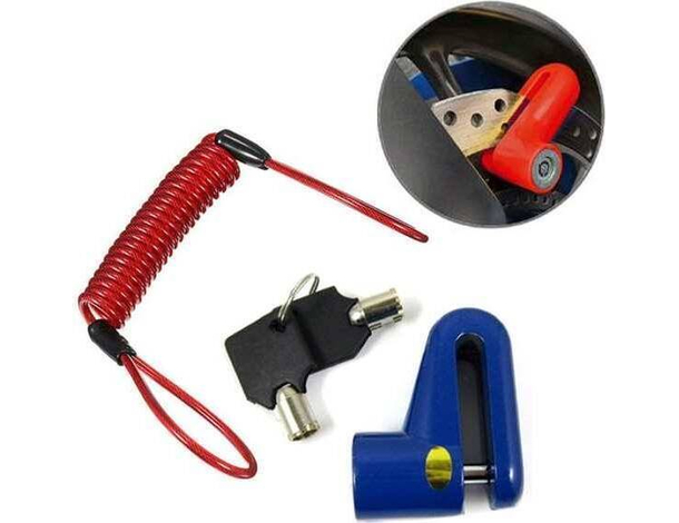 Blocca Disco Con Cordino Da 120 cm Bloccadisco Moto Scooter Ruota Antifurto