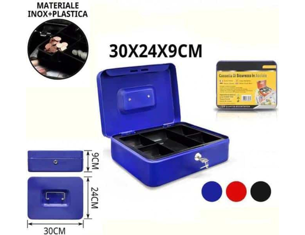 Cassetta Di Sicurezza Portavalori Con Vassoio Portamonete e 2 Chiavi...