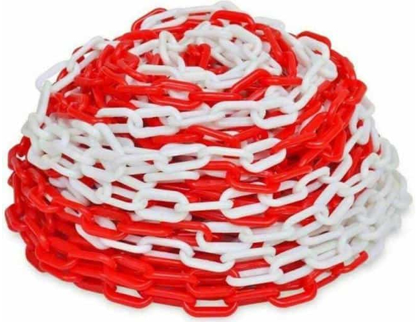 Catena Segnaletica Bianco e Rosso Aree Riservate Plastica Corda 25 metri