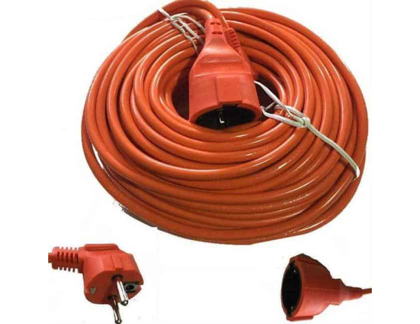 Cavo Prolunga Corrente Elettrica Giardino Esterni Schuko 25 Metri - Arancione