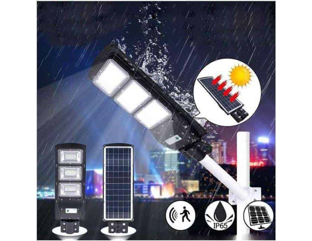 Faro Lampione Led Stradale Giardino Fotovoltaico Pannello Solare 90W 6500K 4