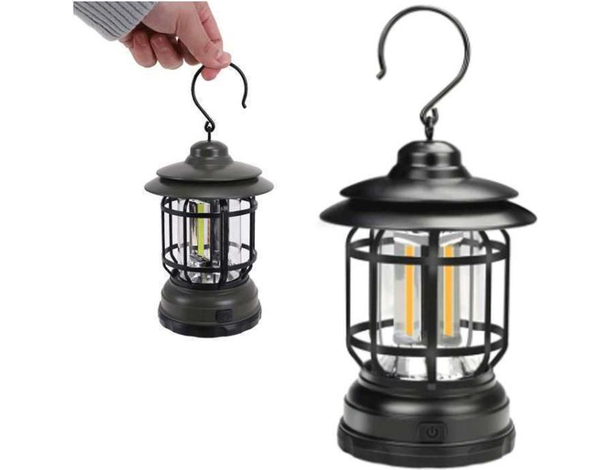 Lampada da Campeggio Luce Portatile LED Lanterna Torcia Gancio Pesca Giardino