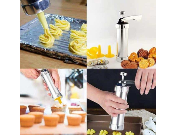 Macchina Pistola Da Biscotti Alluminio Siringa Dolci Formine Sparabiscotti...