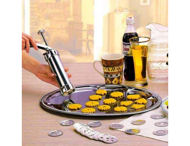 Macchina Pistola Da Biscotti Alluminio Siringa Dolci Formine Sparabiscotti...