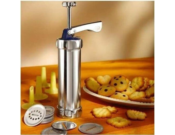 Macchina Pistola Da Biscotti Alluminio Siringa Dolci Formine Sparabiscotti...