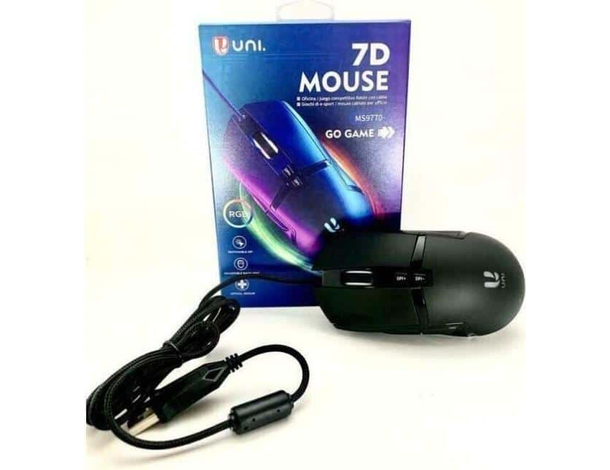 Mouse da Gioco USB Cablato per Gaming RGB Illuminato LED 6400DPI 7 Tasti Ottico