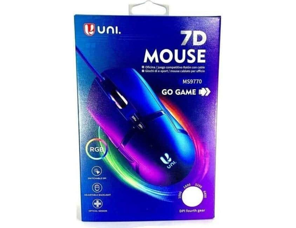 Mouse da Gioco USB Cablato per Gaming RGB Illuminato LED 6400DPI 7 Tasti...