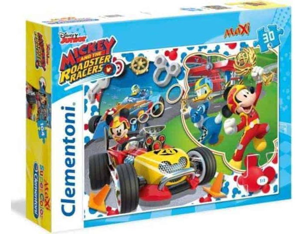 Puzzle 30 pezzi- Maxi - Disney Mickey and the Roadster Racers Clementoni Bambini