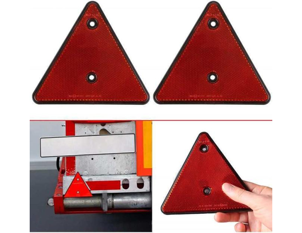 2x Riflettore Catarifrangente Triangolo Triangolare Rosso Rimorchi Roulotte