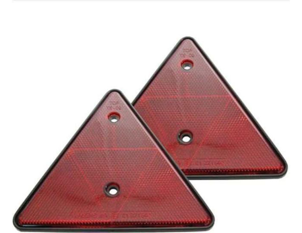 2x Riflettore Catarifrangente Triangolo Triangolare Rosso Rimorchi Roulotte...