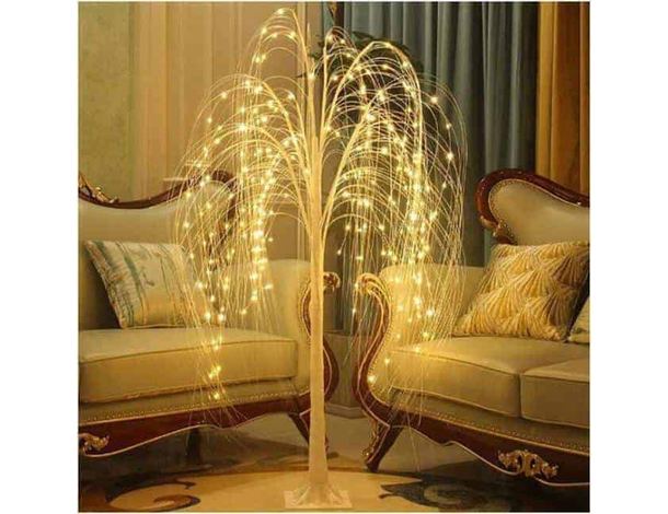 Salice Piangente Decorazione Natalizia Led Bianco Caldo Interni/Esterni 150cm