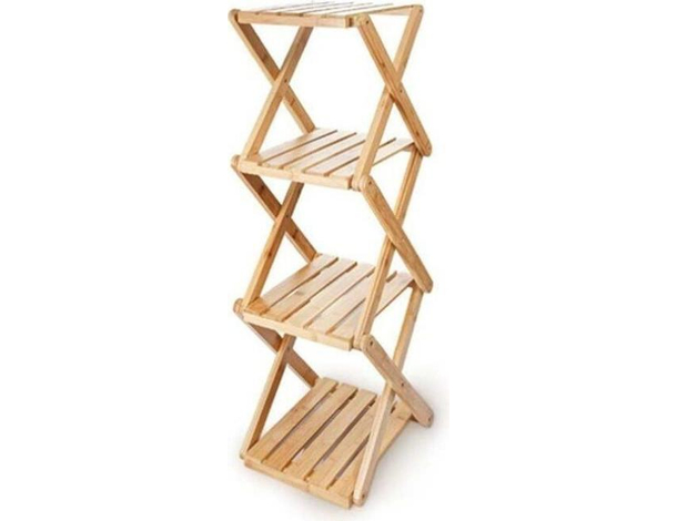 Scaffale In Legno Bambù 4 Ripiani Dispensa Mensole Libreria Bagno Espositore