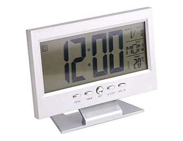 Sveglia Orologio Datario Digitale Termometro Display LCD Illuminazione Comodino