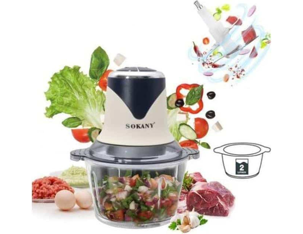 Tritatutto Elettrico 600W Tritacarne Cucina con 4 Lame Ciotola in Vetro 2L