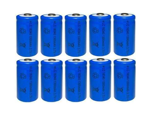 10pz Batterie Ricaricabili LC16340 1300mAh 3.7V Pile Blu Fotocamera Multiuso