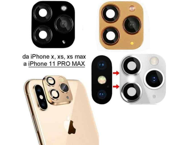 3x Adesivo Fotocamera Finta Per iPhone X XS Max iPhone 11 PRO Max Lente Foto...