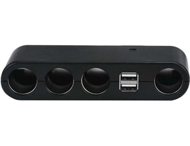 Caricatore Adattatore Auto Doppia 4 Prese Accendisigari 2 Porte USB 60W...