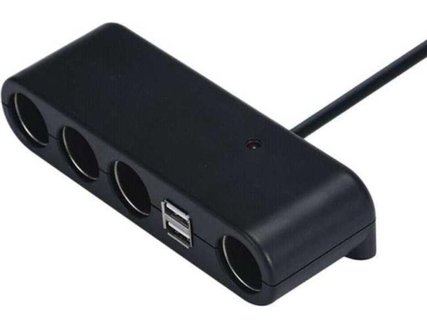 Caricatore Adattatore Auto Doppia 4 Prese Accendisigari 2 Porte USB 60W...