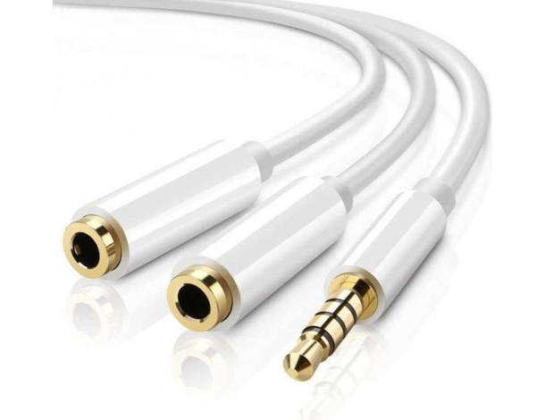 Cavo Audio Jack 3,5mm Aux Sdoppiatore Cuffie Microfono Cellulare Smartphone