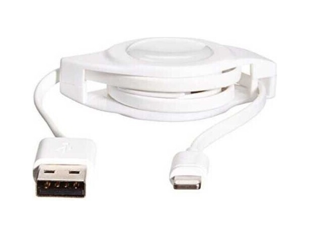Cavo Carica iPhone Estensibile 8 Pin Lightning 1,2 Metri USB Avvolgibile Piatto