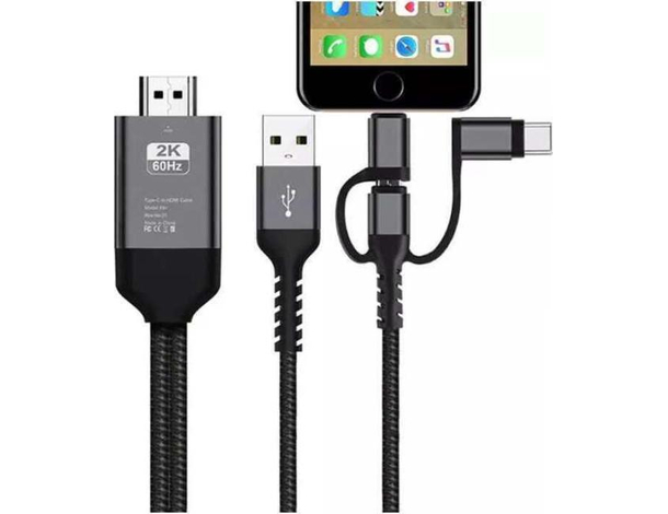 Cavo HDTV Adattatore Video 3in1 TYPE-C Lightning Micro USB a HDM iOS e Android