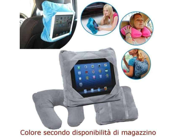 Cuscino Da Viaggio Tablet iPad 3 in 1 Trasformabile Pillow Poggiatesta Auto