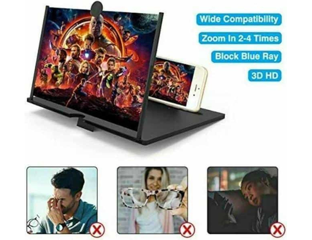 Lente Ingrandimento Smartphone Tablet Telefono Schermo Lettura Video Film...