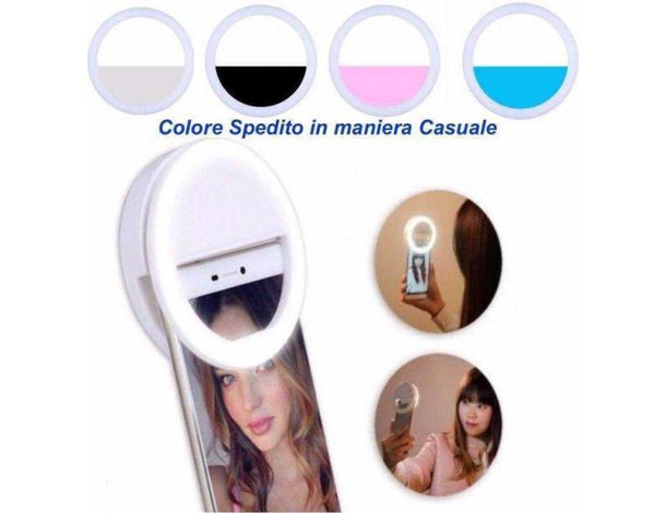 Luce Led Bianca Circolare Clip A Molla Per Selfie iPhone Samsung HTC Smartphone