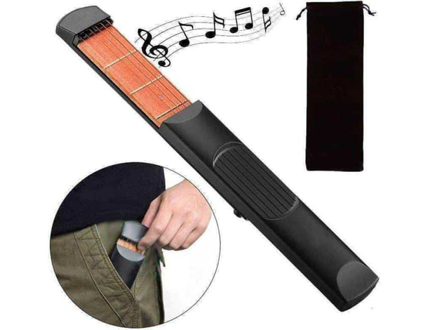 Mini Chitarra Tascabile 6 Corde 4 Tasti Pratica Allenamento Musicale Regalo