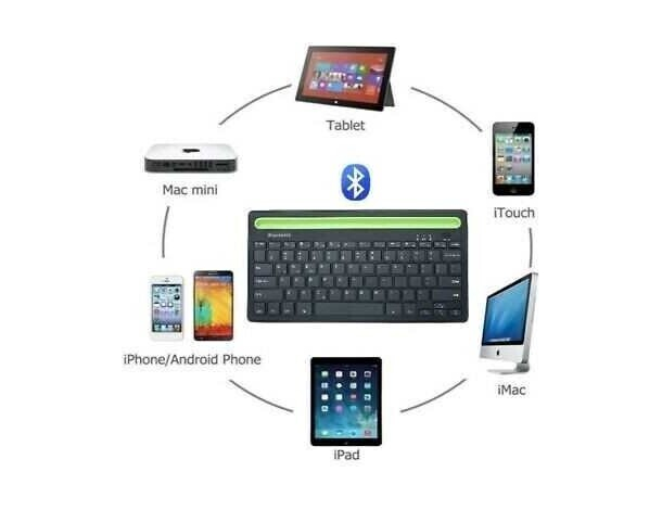 Tastiera Bluetooth Per Smartphone Tablet Supporto Senza Fili Ricaricabile...