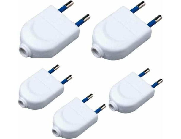 5x Spina Volante Maschio Passo Piccolo 2P da 10A Collegamento Cavo Elettrico