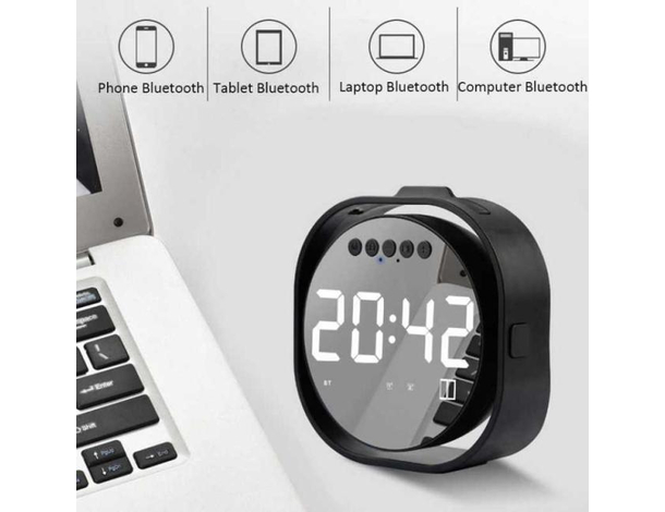 Cassa Sveglia Orologio Digitale Bluetooth Q106 Bianco Display LCD Specchio USB