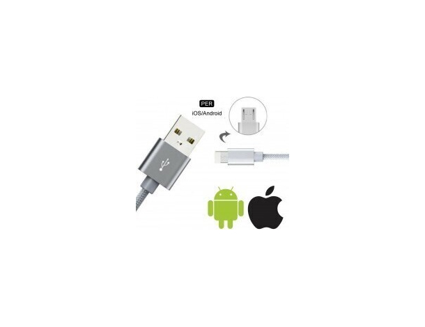 Cavo Caricabatteria 2 in1 Lighting 8 Pin Micro USB Connettori 1Mt Smartphone