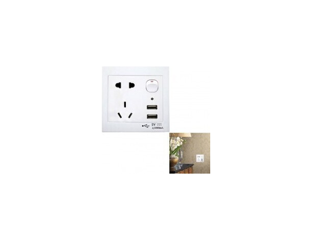 Presa Muro Interfaccia USB 2 Porte Pulsante Di Accensione Presa Alimentazione