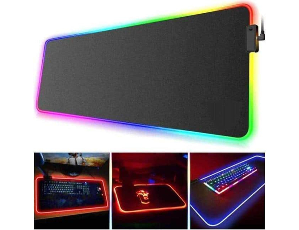 Tappetino Mouse Tappeto XXL RGB Mousepad 800 300 mm Led Cambio Colore Gaming