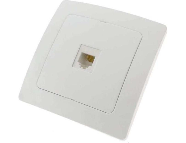 2x Presa Muro RJ11 Telefono FIsso Linea Plastica Bianco Casa Connettore Clip