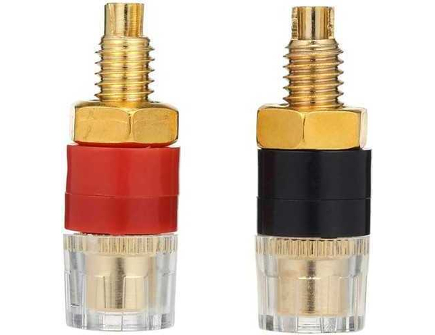 4x Terminale Trasparente Jack a Banana Compatto in Ottone Amplificatore Audio