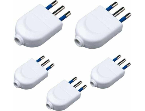 5x Spina Volante Maschio Piccolo Passo da 10A Collegamento Cavo Elettrico CEE