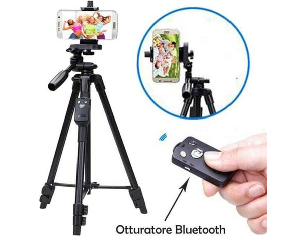 Cavalletto Treppiedi VDT5208 Smartphone Reflex Otturatore BT Supporto Tripode...